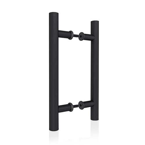 JUBEST 12" Push Pull Barn Door Handle, Double Side H Shape Sliding Door Handrail, Heavy Duty Swing Gate Handles, Matte Black - Image 1