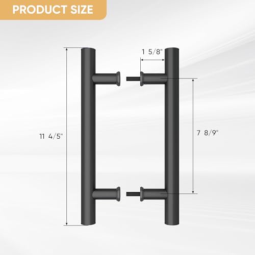 JUBEST 12" Push Pull Barn Door Handle, Double Side H Shape Sliding Door Handrail, Heavy Duty Swing Gate Handles, Matte Black - Image 4