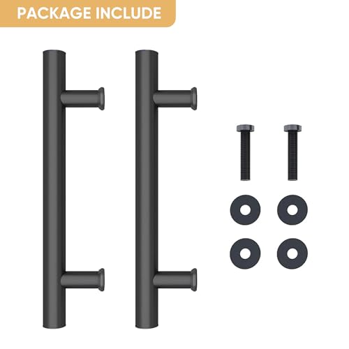 JUBEST 12" Push Pull Barn Door Handle, Double Side H Shape Sliding Door Handrail, Heavy Duty Swing Gate Handles, Matte Black - Image 5