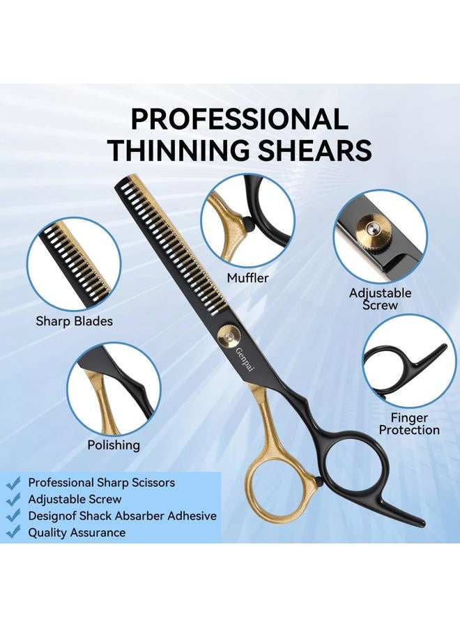 GENPAI 14-Piece Professional Hair Cutting Scissors Kit – Stainless Steel Hair Shears, Barber Scissors, Thinning Shears & Razor – Hair Cutting Kit for Men/Women/Kids – Barber Supplies & Accessories - Image 3