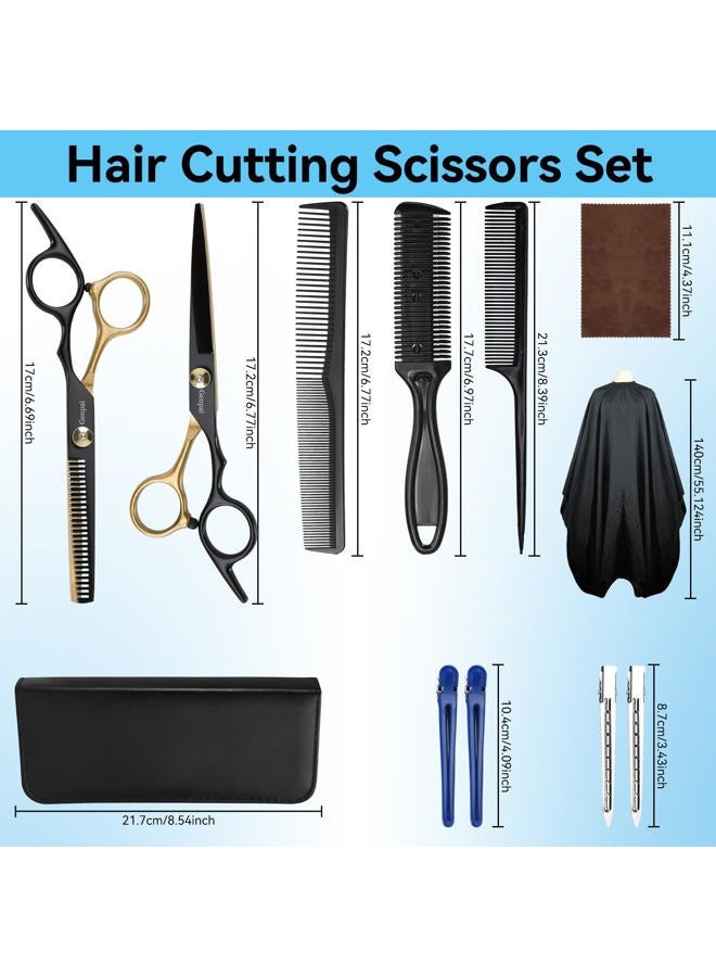 GENPAI 14-Piece Professional Hair Cutting Scissors Kit – Stainless Steel Hair Shears, Barber Scissors, Thinning Shears & Razor – Hair Cutting Kit for Men/Women/Kids – Barber Supplies & Accessories - Image 5