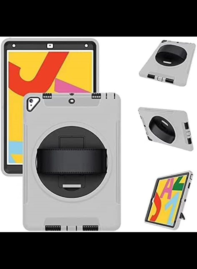 Rugged Case for iPad Mini 4/5, Shockproof, Impact Resistant Cover, iPad Rugged Case with Kickstand, Full Body Protective Cover for kids, Drop Protection, Gray.
