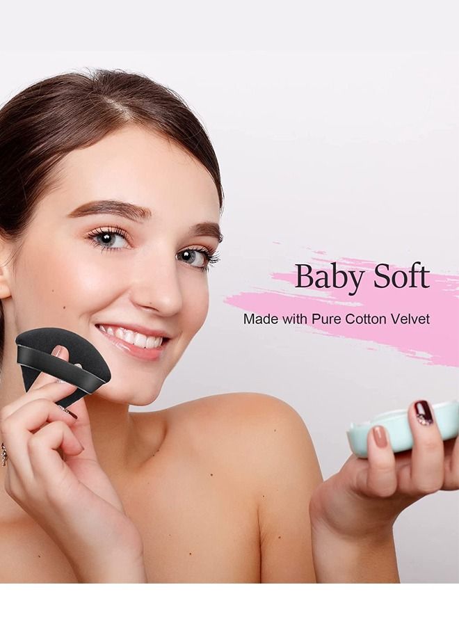 6-Pcs Soft Velvet Face Makeup Triangle Powder Puff Black 7x7.2CM