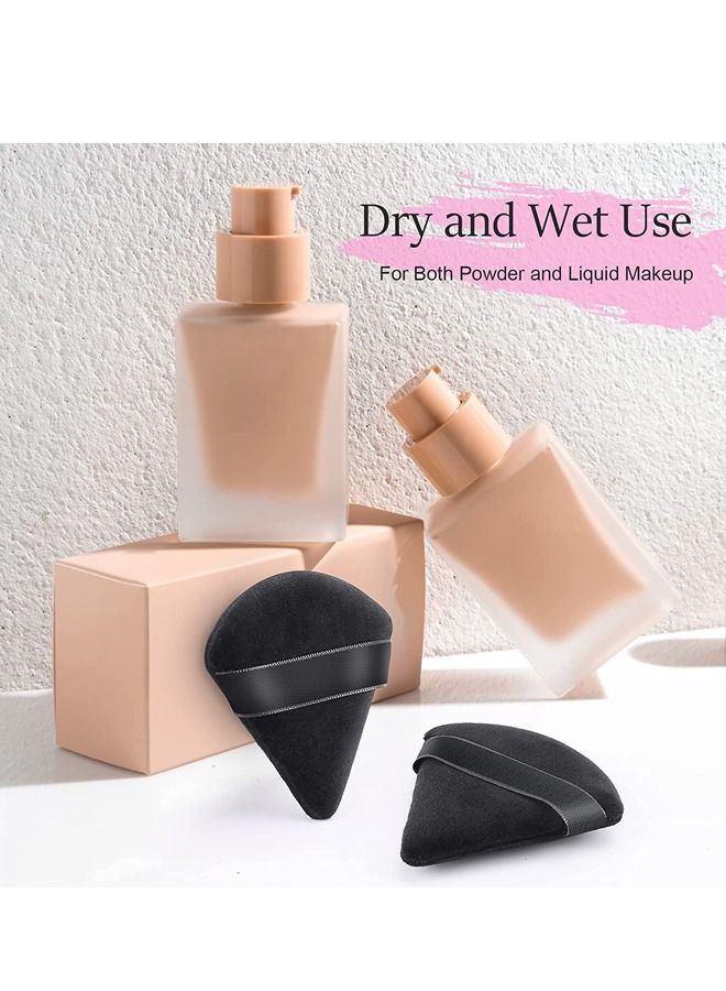 6-Pcs Soft Velvet Face Makeup Triangle Powder Puff Black 7x7.2CM