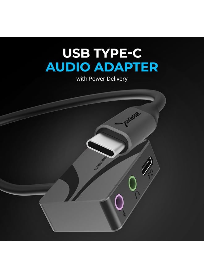 SABRENT USB Type-C to 3.5mm Audio Adapter with 100W PD, USB C External Sound Card for Headset Microphone Speakers Stereo Output 24-bit 96KHz Compatible with Laptop Tablet Smartphone (AU-PACM) - Image 2