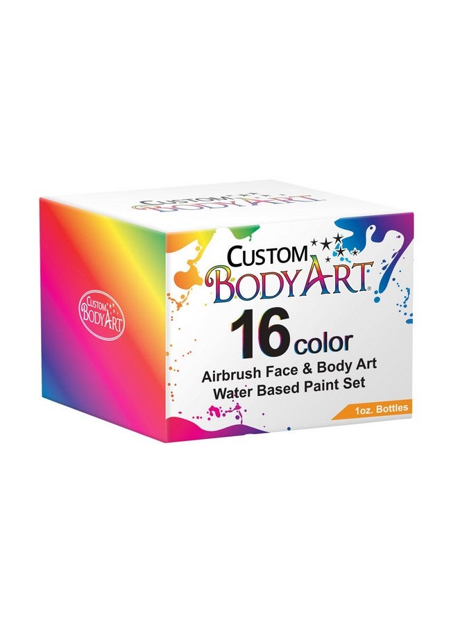 Custom Body Art Custom Body Art Set of 16 Colors 1-oz Bottles of Water Based Face-Body Airbrush Colors - Image 5