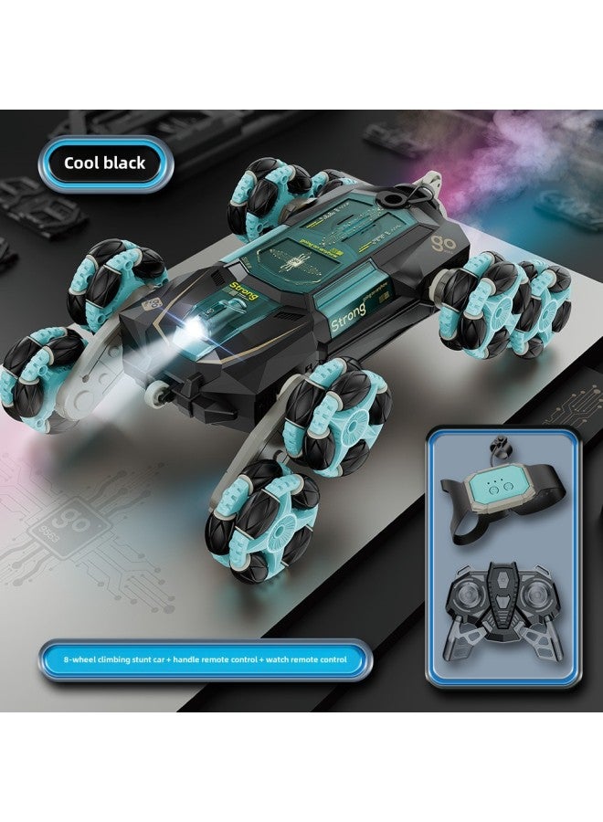 Special For Eight-wheel Stunt Car Spray Light Music Swing Arm Dump Drift Climbing Remote Control Car Children's Toys-Color:Cool Black - Eight-wheel Spray Swing Arm Stunt Car (dual Remote Control)  - Image 1