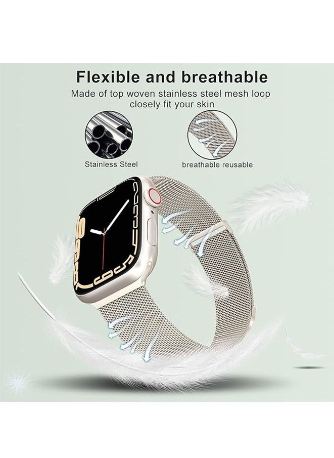 Compatible with Apple Watch Strap 49mm 45mm 44mm 42mm 41mm 40mm 38mm for Women and Men,Magnetic Metal Stainless Steel Strap Wristband Compatible for iWatch