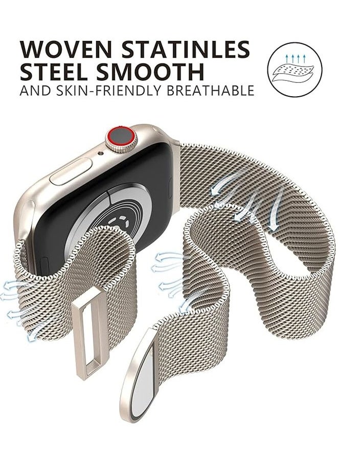 Compatible with Apple Watch Strap 49mm 45mm 44mm 42mm 41mm 40mm 38mm for Women and Men,Magnetic Metal Stainless Steel Strap Wristband Compatible for iWatch