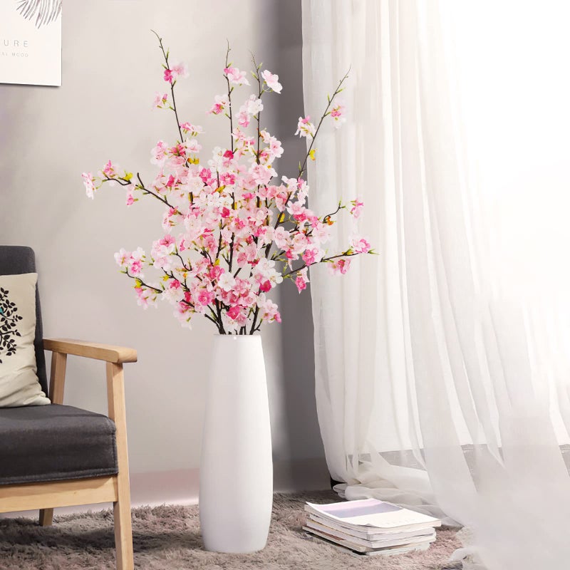 obbsie 4Pcs Artificial Cherry Blossom Flower Branches, 39.4" Fake Silk Pink Cherry Blossom Tree Stems Faux Cherry Flowers Vase Arrangements for Home Wedding Table Centerpieces Vase DIY Decor - Image 4