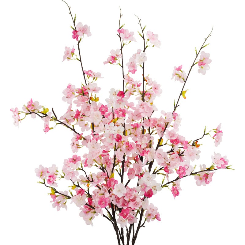 obbsie 4Pcs Artificial Cherry Blossom Flower Branches, 39.4" Fake Silk Pink Cherry Blossom Tree Stems Faux Cherry Flowers Vase Arrangements for Home Wedding Table Centerpieces Vase DIY Decor - Image 1