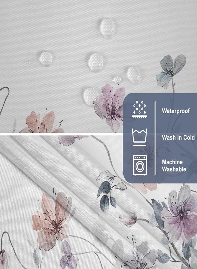 AWERT No Hook Shower Curtain with Snap in Liner Watercolor Floral Shower Curtain and Liner Set Double Layers Waterproof Fabric and See-Through Top Window Bathroom Decorative 71x74inch - Image 5