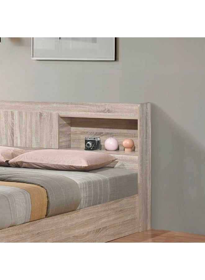 DANUBE HOME سرير سوبر كينغ 200x200 - إطار سرير خشبي فاخر مع مسند رأس لغرفة النوم الرئيسية - سرير سوبر كينغ حديث للراحة والأناقة وديكور المنزل - بلوط سونوما الفرنسي - Image 3