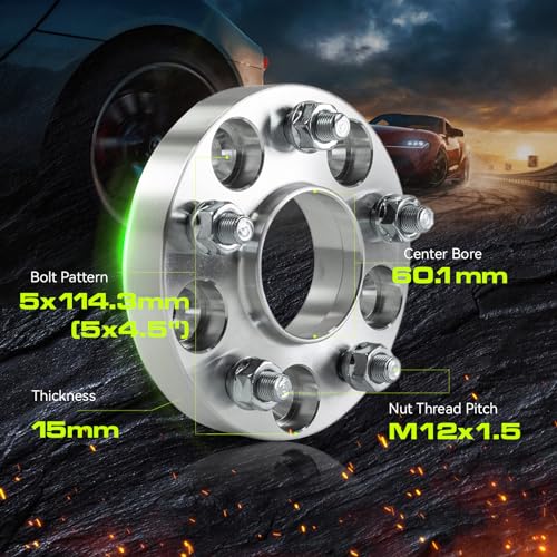 Customadeonly 15mm Hubcentric Wheel Spacers 5x114.3 Compatible for Lexus ES300 350, GS300 350 430,IS250 300 350,LS400 430 460,RC300 350, Camry Highlander Tacoma, tC xB (2pcs 60.1mm M12x1.5) - Image 4