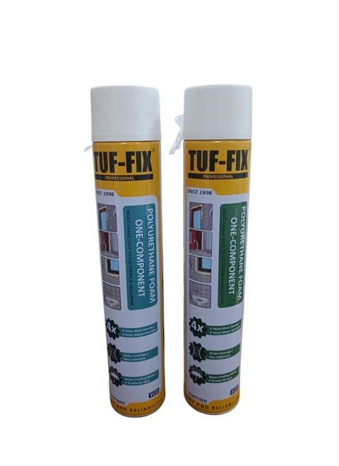 2 pack of Gaps & Cracks Fill Spray Foam Sealant Polyurethane Expanding Foam Insulation, 750ML , Tuf-Fix