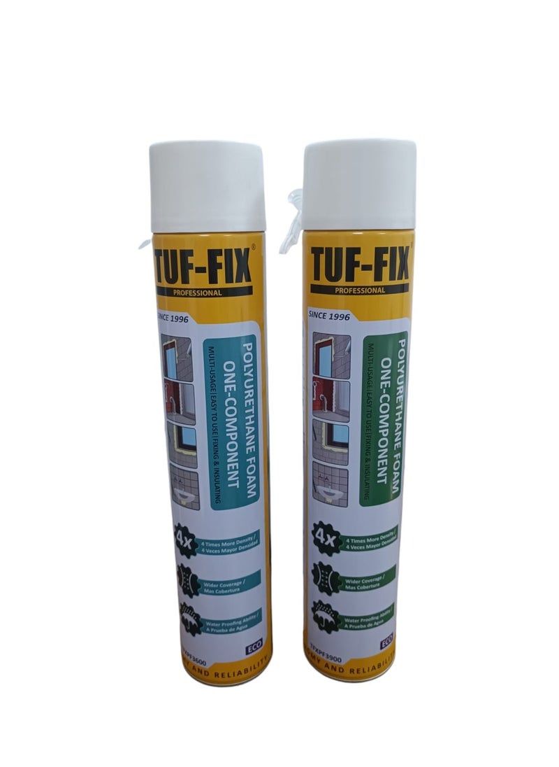 Tuf-Fix - 2 pack of Gaps & Cracks Fill Spray Foam Sealant Polyurethane Expanding Foam Insulation, 750ML , Tuf-Fix - Image 1