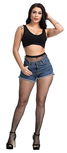 Pareberry Women's High Waisted Fishnet Tights Sexy Wide Mesh Fishnet Stockings (Black(S-small Hole)) - Image 4