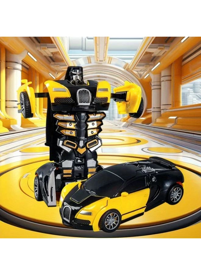 Blue Transforming Mecha Robot Car Toy with Dynamic Rolling Action Opening Hood Doors - Image 2