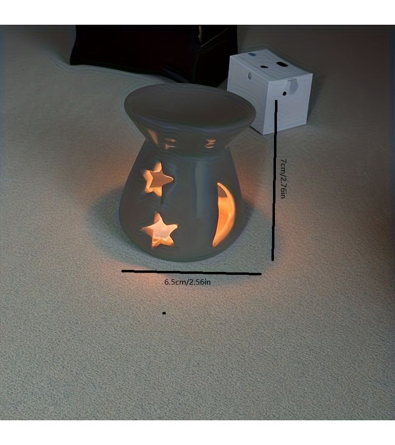 Two Stars White Ceramic Oil Burner Home Decor Ornament Festival Gift - Image 4