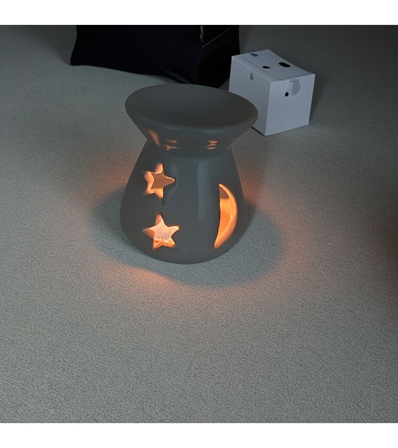Two Stars White Ceramic Oil Burner Home Decor Ornament Festival Gift - Image 5