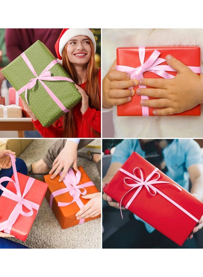 3 أحجام من شريط الساتان الوردي الفاتح 3/8 بوصة × 25 ياردة، شريط وردي فاتح بلون خالص لتغليف هدايا عيد الحب، وصناعة أقواس الشعر، والحرف اليدوية، وباقات الزهور، وحفلات الزفاف، وحفلات استقبال المولود الجديد، وتزيين الكيك - Image 4