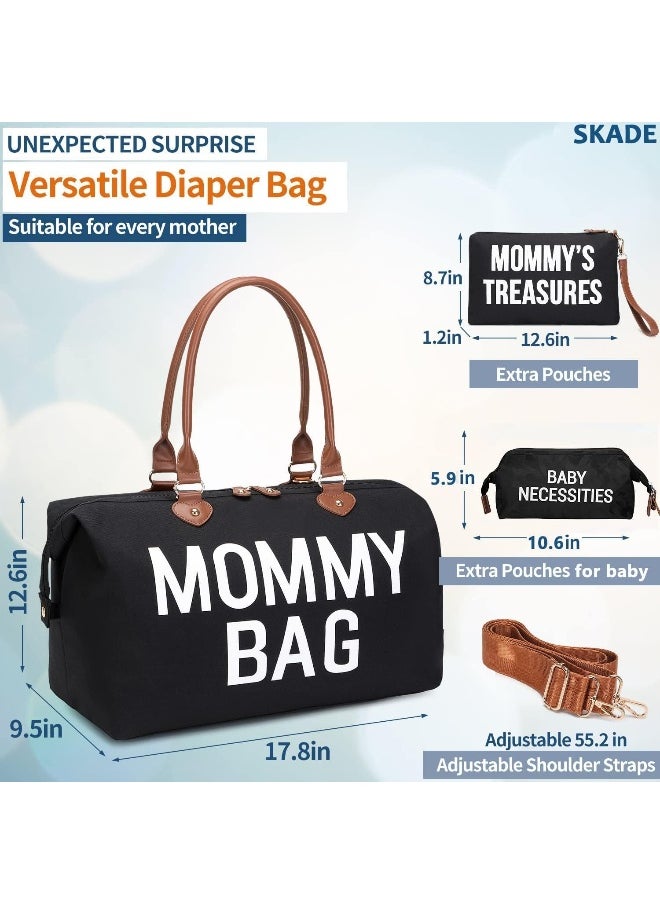 Skade Skade Upgraded Version Mommy Bag For Hospital, X-Large Capacity Waterproof Diaper Bag Tote For Mom Travel, Hospital Bag For Labor And Delivery With 2 Pouches, Straps (Black)  - Image 2