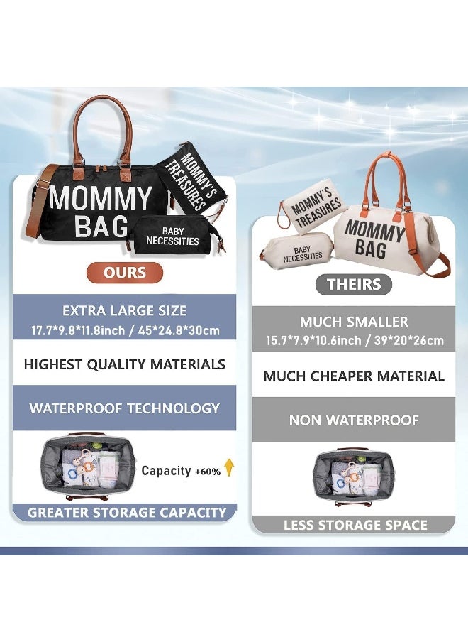 Skade Skade Upgraded Version Mommy Bag For Hospital, X-Large Capacity Waterproof Diaper Bag Tote For Mom Travel, Hospital Bag For Labor And Delivery With 2 Pouches, Straps (Black)  - Image 4