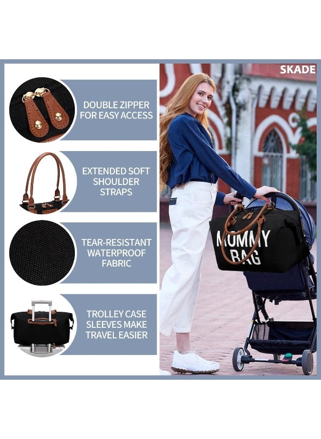 Skade Skade Upgraded Version Mommy Bag For Hospital, X-Large Capacity Waterproof Diaper Bag Tote For Mom Travel, Hospital Bag For Labor And Delivery With 2 Pouches, Straps (Black)  - Image 5