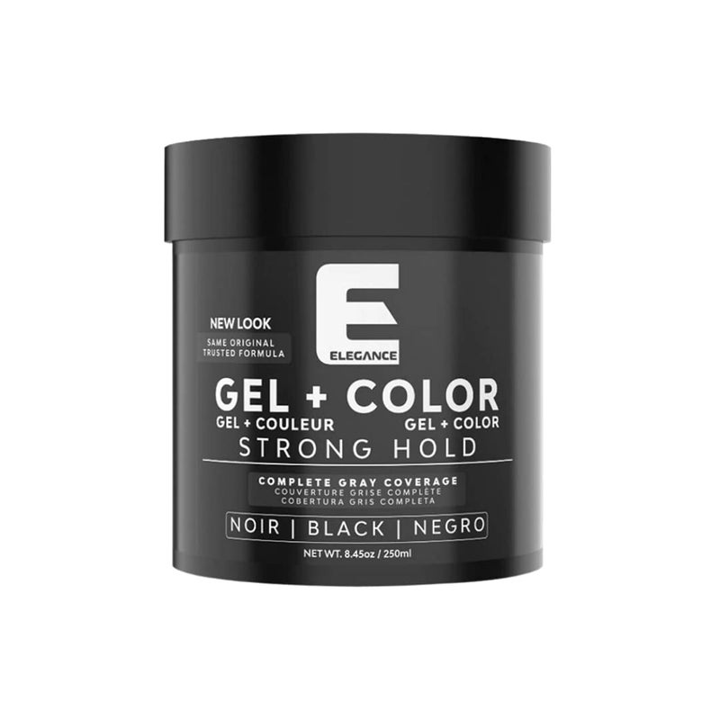 E Elegance Elegance Hair Gel + Hair Color, 8.45 Oz, Black Color, White/Gray Instant Color Touch Up, Hairstyling Gel with Strong Hold, Long-Lasting Shine and Great Volume - Image 1