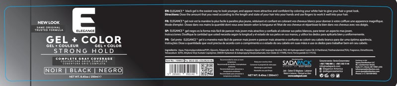 E Elegance Elegance Hair Gel + Hair Color, 8.45 Oz, Black Color, White/Gray Instant Color Touch Up, Hairstyling Gel with Strong Hold, Long-Lasting Shine and Great Volume - Image 2