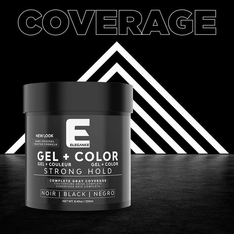 E Elegance Elegance Hair Gel + Hair Color, 8.45 Oz, Black Color, White/Gray Instant Color Touch Up, Hairstyling Gel with Strong Hold, Long-Lasting Shine and Great Volume - Image 3