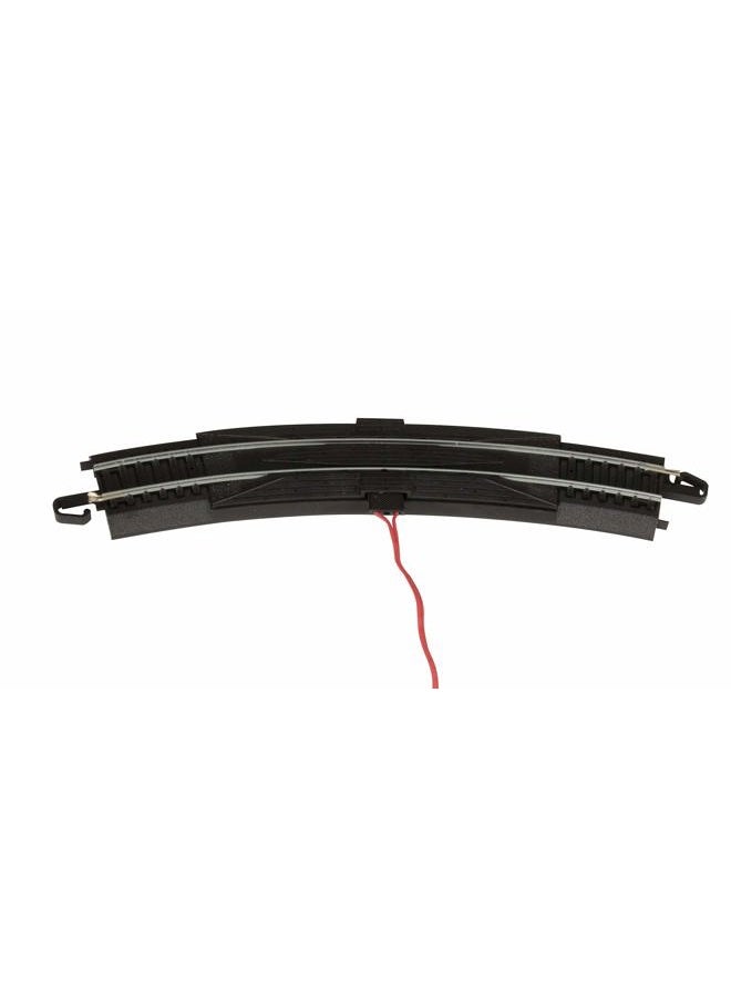 Bachmann Trains - Snap-Fit E-Z TRACK 18” RADIUS CURVED TERMINAL RERAILER w/WIRE (1/card) - STEEL ALLOY Rail With Black Roadbed - HO Scale - Image 1