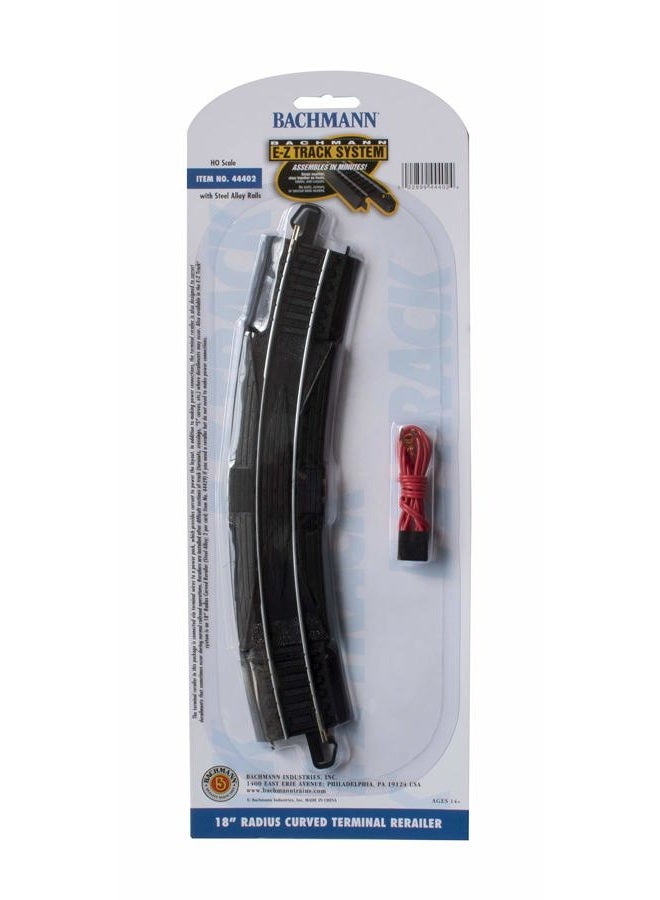 Bachmann Trains - Snap-Fit E-Z TRACK 18” RADIUS CURVED TERMINAL RERAILER w/WIRE (1/card) - STEEL ALLOY Rail With Black Roadbed - HO Scale - Image 5