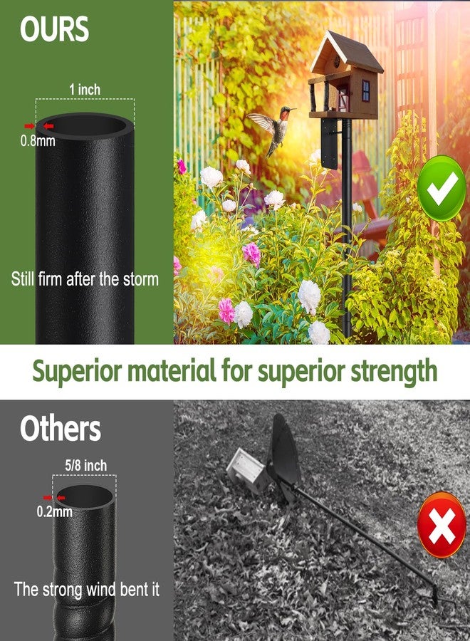 LLARGUEST Bird Feeder Pole,75" Outdoor Bird House Pole Kit Stand with 5-Pronged Base, Adjustable Height & Universal Mount for Easy Setup, 2 Installation Methods, Matte Black Finish (Without Feeder) - Image 3