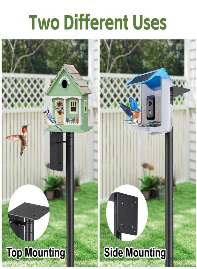 LLARGUEST Bird Feeder Pole,75" Outdoor Bird House Pole Kit Stand with 5-Pronged Base, Adjustable Height & Universal Mount for Easy Setup, 2 Installation Methods, Matte Black Finish (Without Feeder) - Image 2