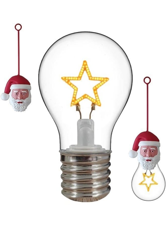 CCOVERY Potable Battery Powered Rechargeable Cordless LED Star-Shaped Vintage Light Bulb Dimmable 1W with Removable Silicone Santa Claus - Image 1