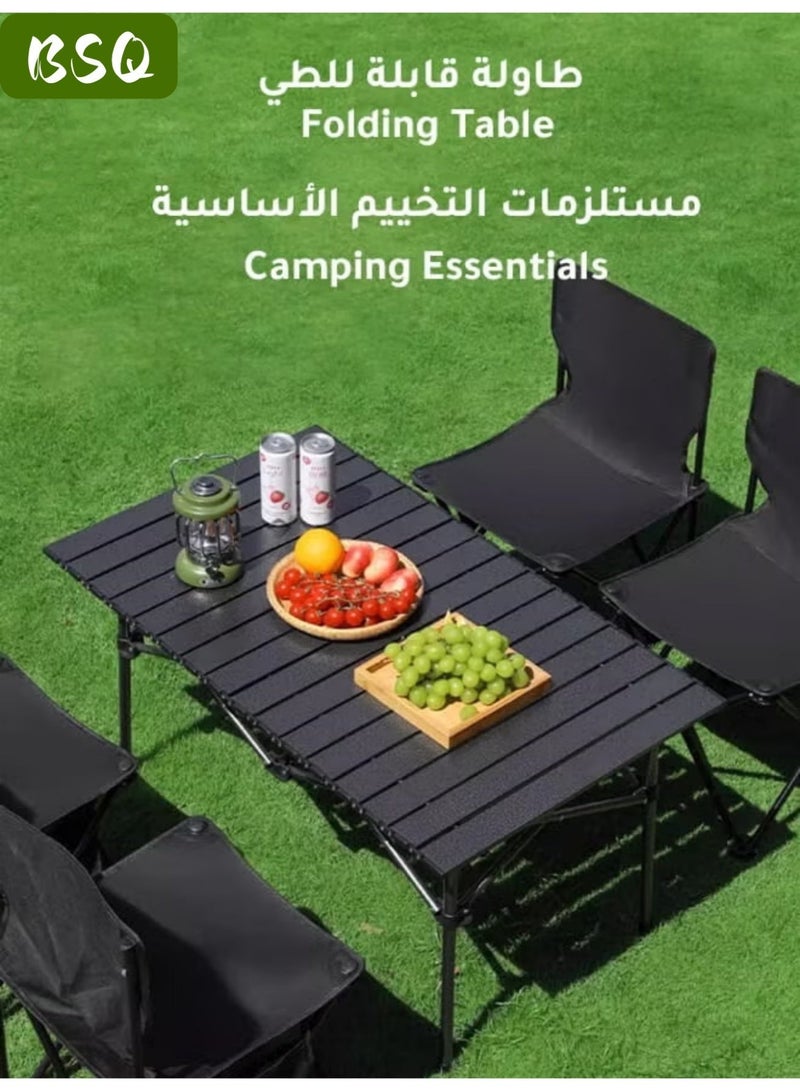 بي إس كيو (طاولة قابلة للطي للطوارئ) طاولة تخييم محمولة وخفيفة الوزن قابلة للطي | طاولة جانبية محمولة قابلة للطي | طاولة تخييم خارجية قابلة للطي | طاولة شاطئ خفيفة الوزن | طاولة نزهة | مع حقيبة تخزين وحقيبة شبكية (95 × 55 × 50 سم) - Image 5