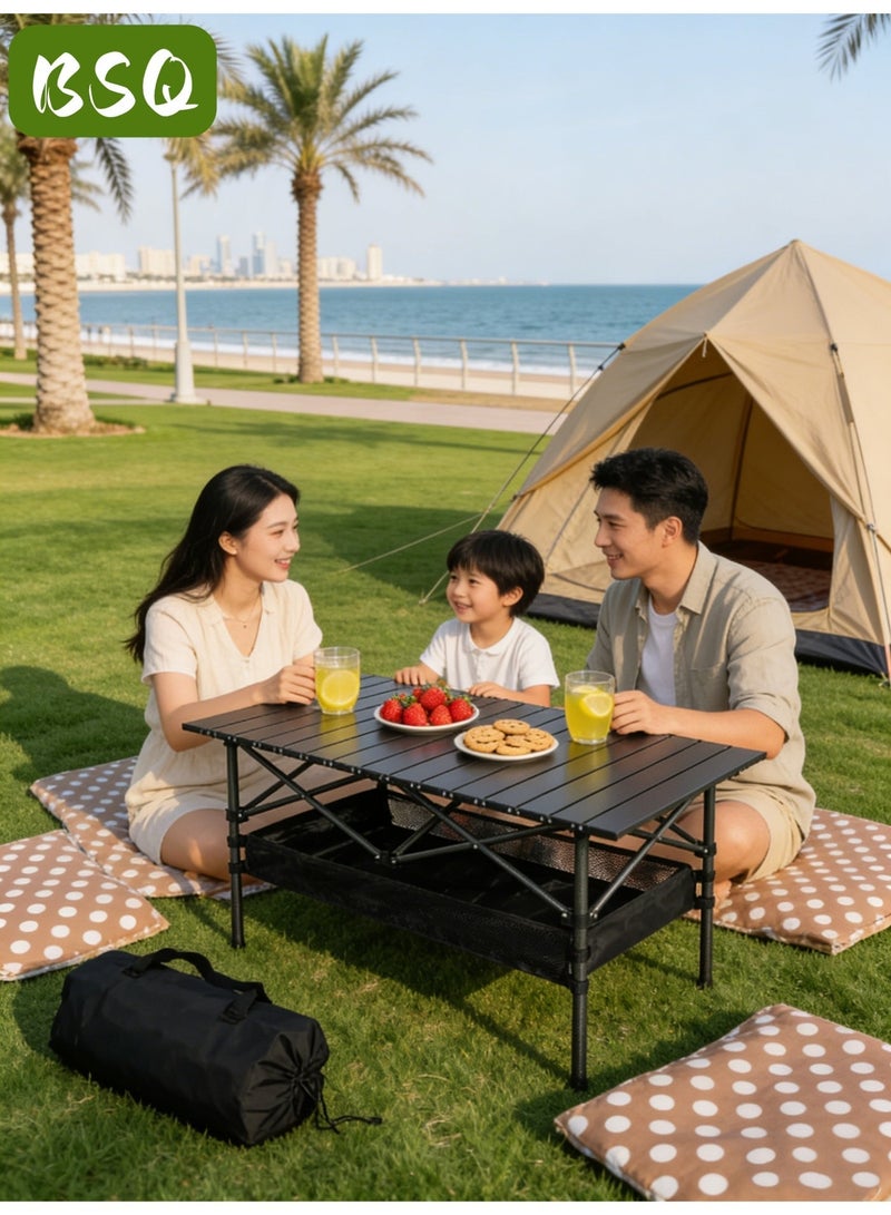 بي إس كيو (طاولة قابلة للطي للطوارئ) طاولة تخييم محمولة وخفيفة الوزن قابلة للطي | طاولة جانبية محمولة قابلة للطي | طاولة تخييم خارجية قابلة للطي | طاولة شاطئ خفيفة الوزن | طاولة نزهة | مع حقيبة تخزين وحقيبة شبكية (95 × 55 × 50 سم) - Image 2