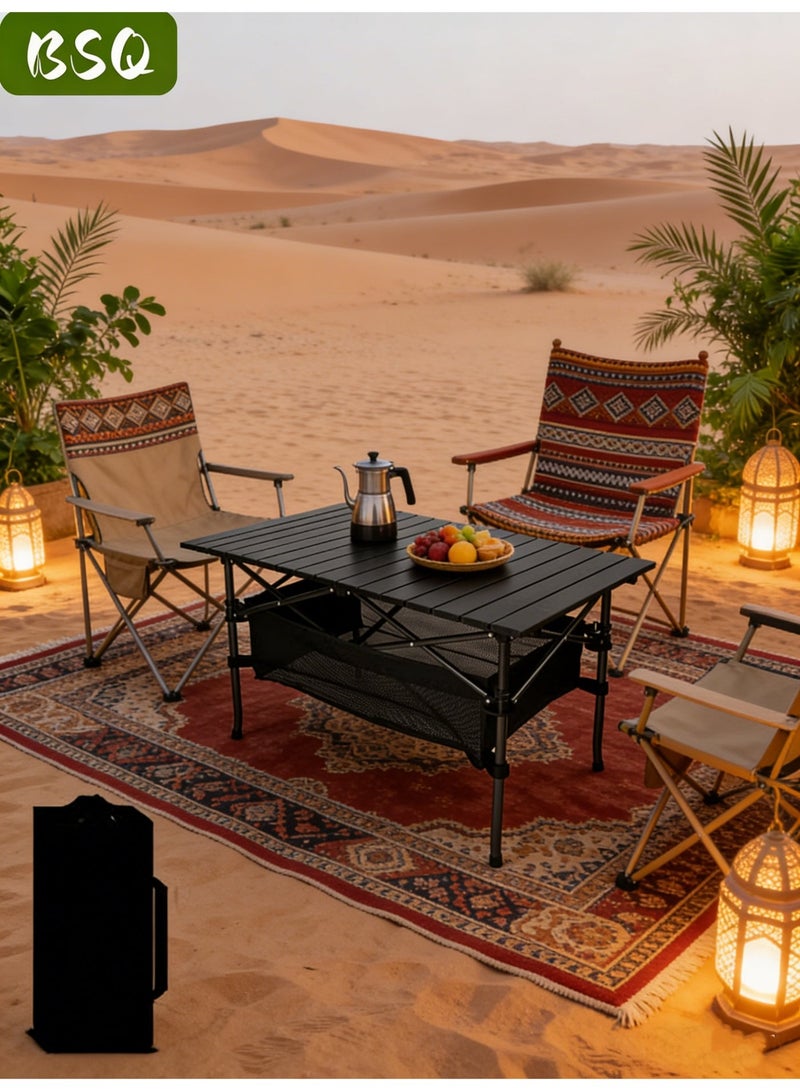 بي إس كيو (طاولة قابلة للطي للطوارئ) طاولة تخييم محمولة وخفيفة الوزن قابلة للطي | طاولة جانبية محمولة قابلة للطي | طاولة تخييم خارجية قابلة للطي | طاولة شاطئ خفيفة الوزن | طاولة نزهة | مع حقيبة تخزين وحقيبة شبكية (95 × 55 × 50 سم) - Image 1