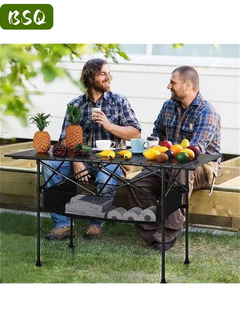 بي إس كيو (طاولة قابلة للطي للطوارئ) طاولة تخييم محمولة وخفيفة الوزن قابلة للطي | طاولة جانبية محمولة قابلة للطي | طاولة تخييم خارجية قابلة للطي | طاولة شاطئ خفيفة الوزن | طاولة نزهة | مع حقيبة تخزين وحقيبة شبكية (95 × 55 × 50 سم) - Image 4
