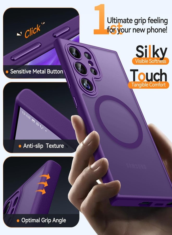CANSHN Designed for Samsung Galaxy S22 Ultra Case [Full Camera Protection] [Compatible with MagSafe] Translucent Matte Shockproof Protective Phone Cover 6.8 Inch - Deep Purple - Image 5