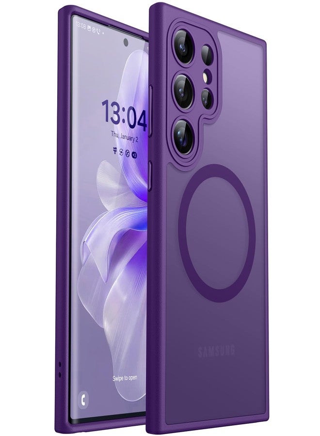 CANSHN Designed for Samsung Galaxy S22 Ultra Case [Full Camera Protection] [Compatible with MagSafe] Translucent Matte Shockproof Protective Phone Cover 6.8 Inch - Deep Purple - Image 1