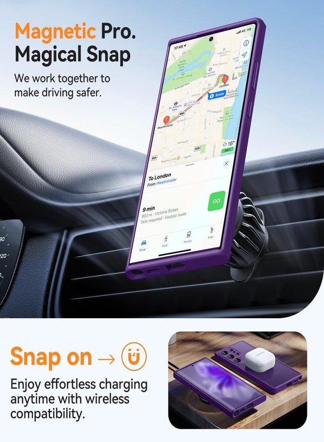 CANSHN Designed for Samsung Galaxy S22 Ultra Case [Full Camera Protection] [Compatible with MagSafe] Translucent Matte Shockproof Protective Phone Cover 6.8 Inch - Deep Purple - Image 4