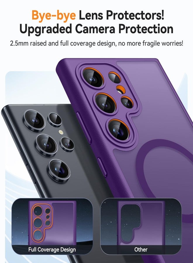 CANSHN Designed for Samsung Galaxy S22 Ultra Case [Full Camera Protection] [Compatible with MagSafe] Translucent Matte Shockproof Protective Phone Cover 6.8 Inch - Deep Purple - Image 3