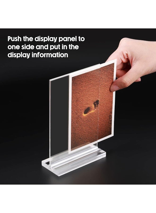 Slasa SLASA Acrylic Sign Holder A6 – 10 Pack Double-Sided T-Shape Table Top Display Stand - Image 2