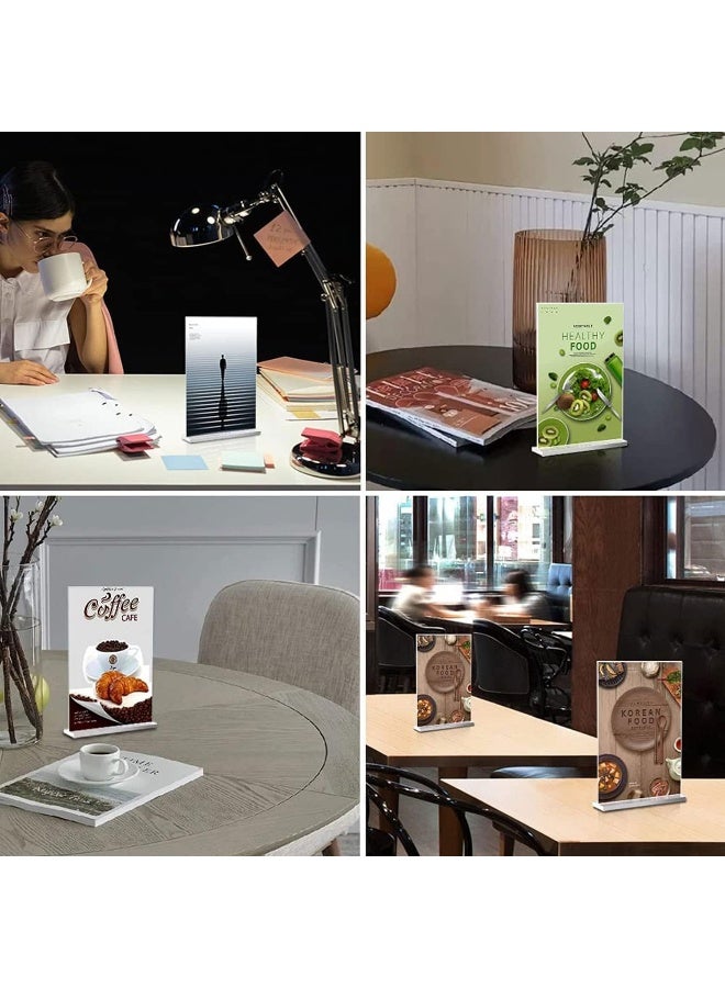 Slasa SLASA Acrylic Sign Holder A6 – 10 Pack Double-Sided T-Shape Table Top Display Stand - Image 3