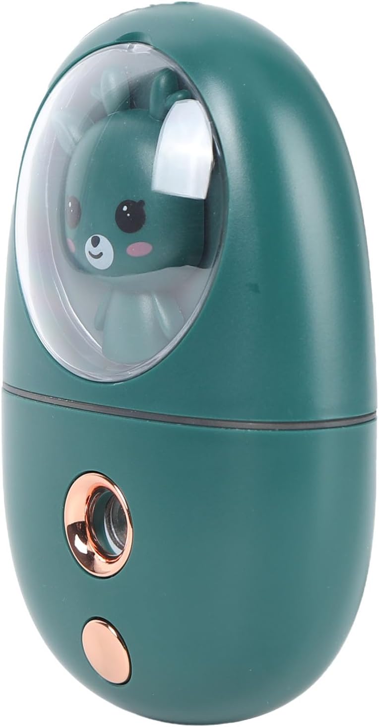 JTLB Cute Animal Facial Mist Sprayer, USB Rechargeable Mini Humidifier with Ultrasonic Vibration and Internal Cleaning System, for Face Eyes and Travel (Green) - Image 2