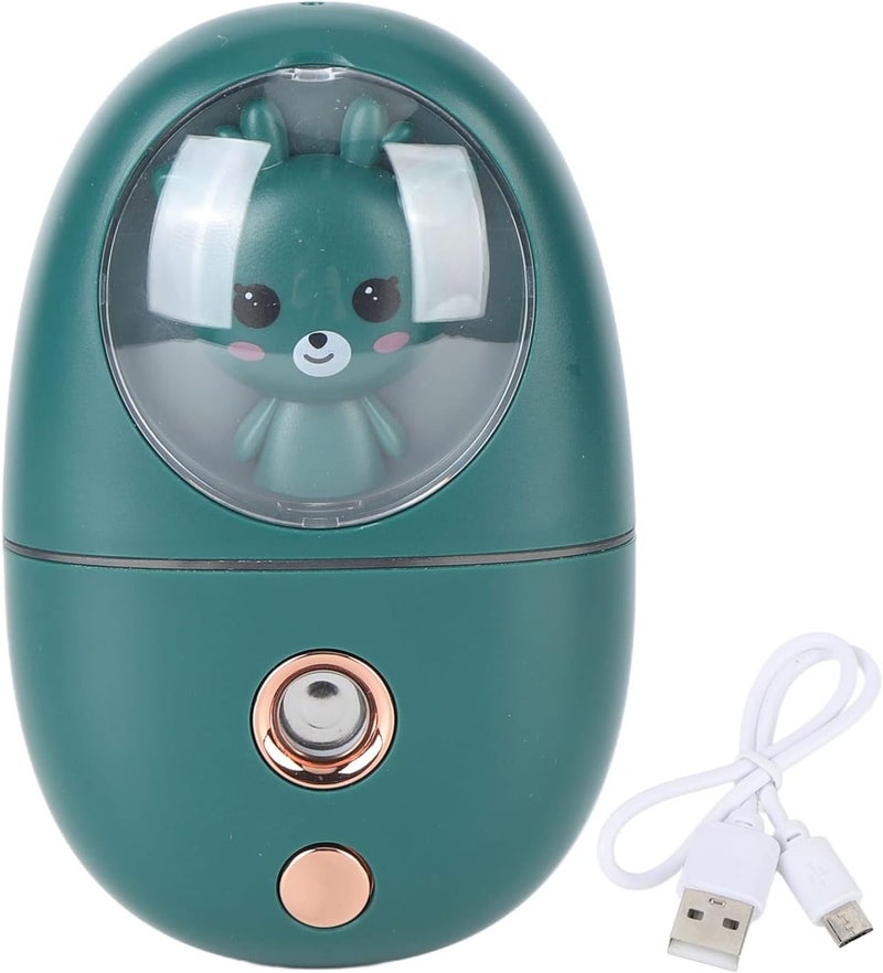 JTLB Cute Animal Facial Mist Sprayer, USB Rechargeable Mini Humidifier with Ultrasonic Vibration and Internal Cleaning System, for Face Eyes and Travel (Green) - Image 5