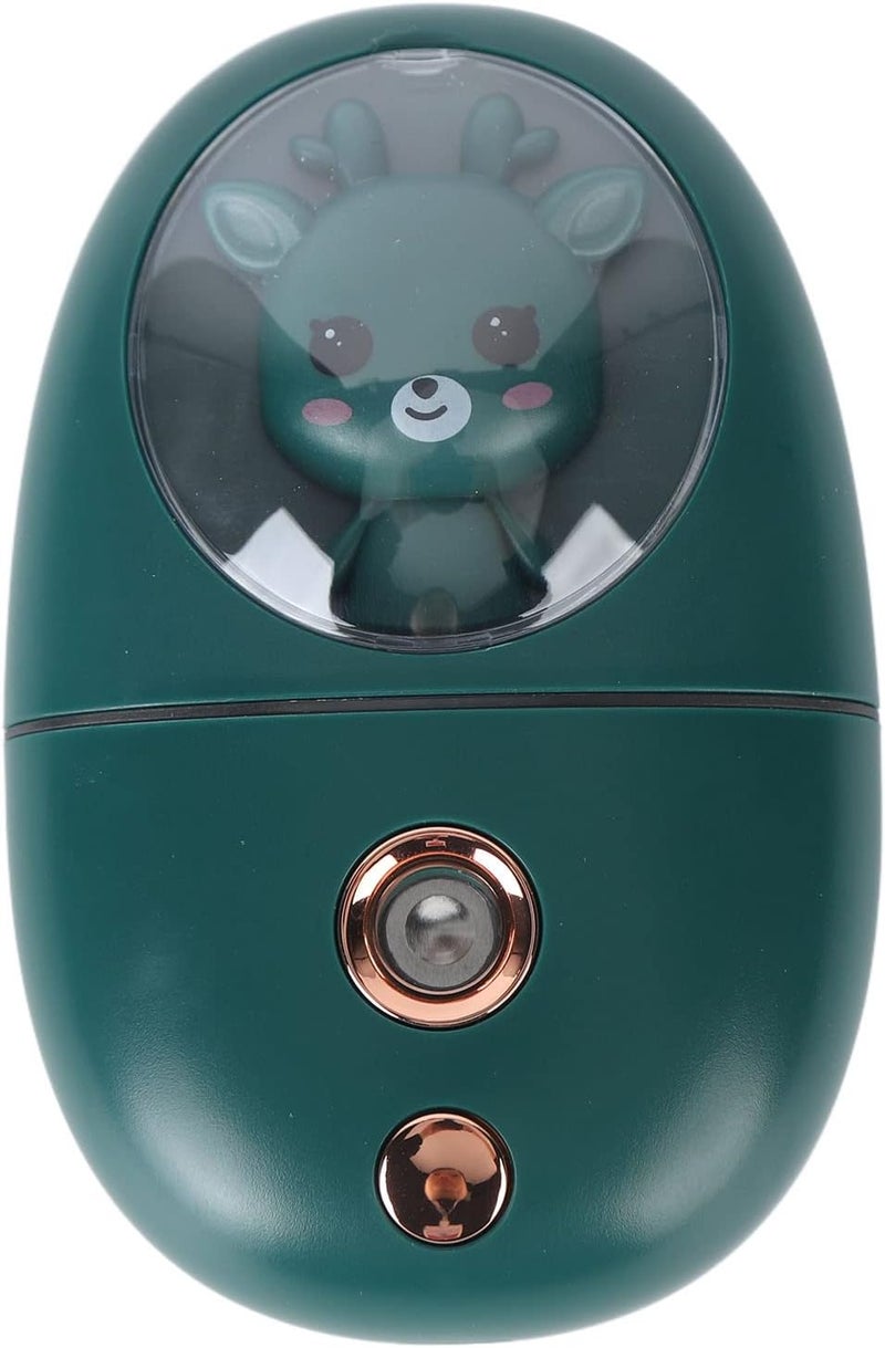 JTLB Cute Animal Facial Mist Sprayer, USB Rechargeable Mini Humidifier with Ultrasonic Vibration and Internal Cleaning System, for Face Eyes and Travel (Green) - Image 3