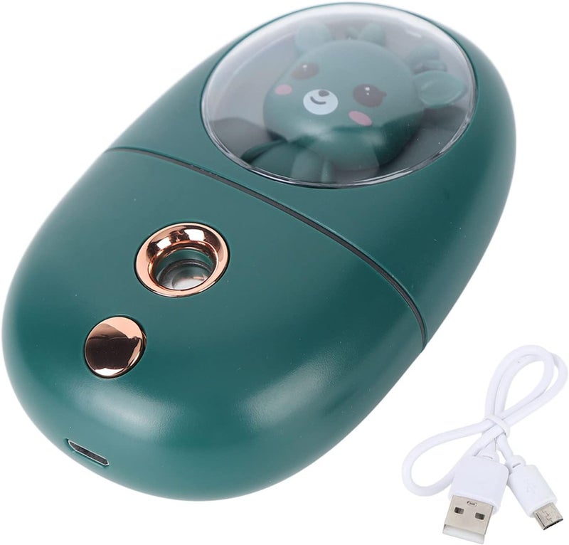 JTLB Cute Animal Facial Mist Sprayer, USB Rechargeable Mini Humidifier with Ultrasonic Vibration and Internal Cleaning System, for Face Eyes and Travel (Green) - Image 1